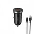 XO car charger CC56 PD 30W QC 1x USB 1x USB-C black + USB - USB-C cable - ledmania.gr