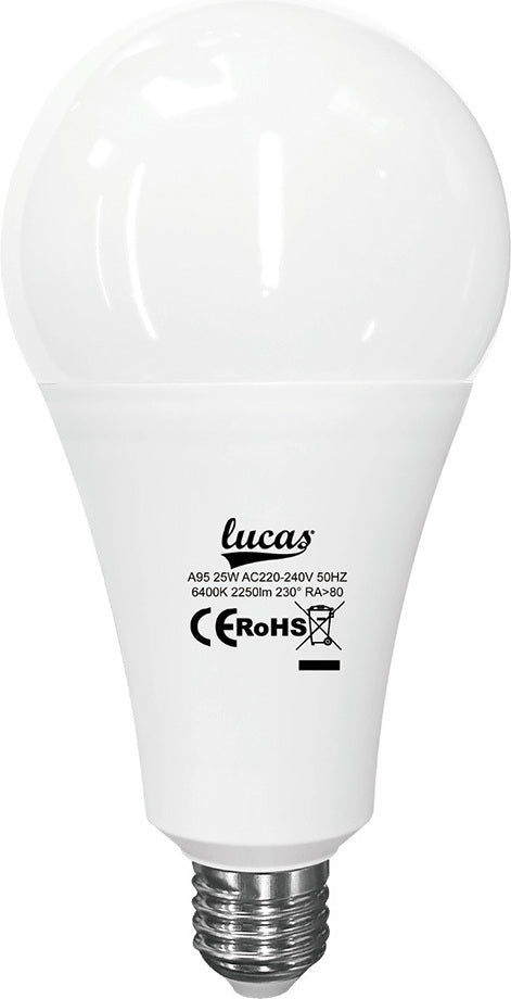 ΛΑΜΠΑ LED 25W ΑΧΛΑΔΙ Ε27 A80 230V ΨΥΧΡΟ ΛΕΥΚΟ 6400K-1 tem.