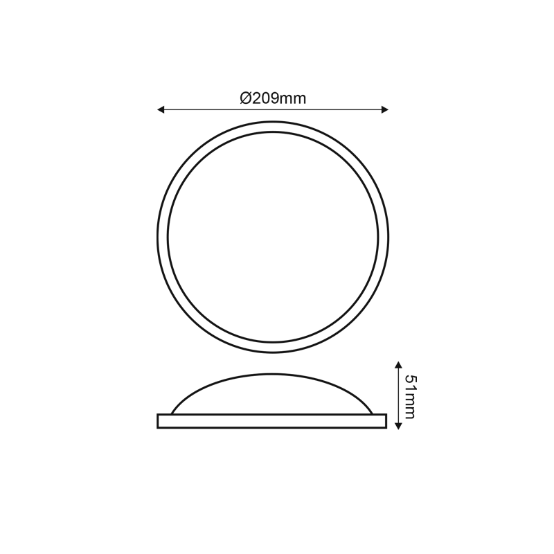 LED PC BLACK CEIL LUMINAIRE 230V AC IP65 20W 1700lm 3000K 110° Ra80 - ledmania.gr