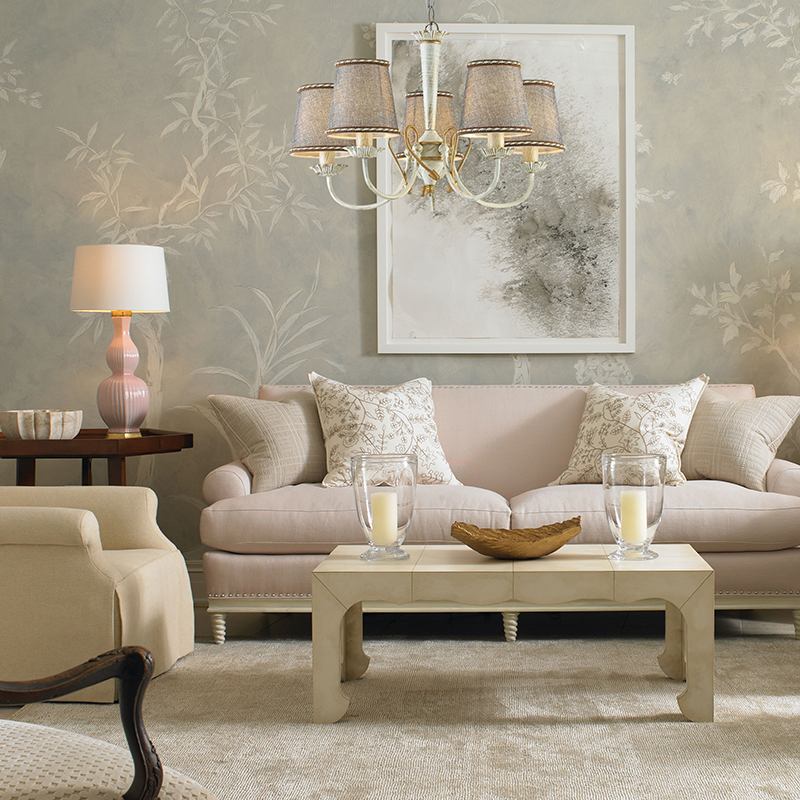 ΚΡΕΜΑΣΤΟ Φ/Σ 5XE14 ΠΑΤΙΝΑ - ΓΚΡΙ ΑΜΠΑΖΟΥΡ Φ54cm AVIGNON - ledmania.gr