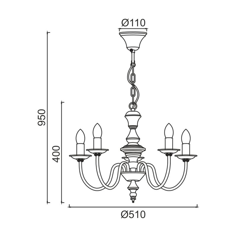 ΚΡΕΜΑΣΤΟ Φ/Σ 5ΧΕ14 ΜΕΤΑΛΛΙΚΟ ΠΑΤΙΝΑ ΠΡΑΣΙΝΟ Φ51ΧΗ95CM ACCRA - ledmania.gr