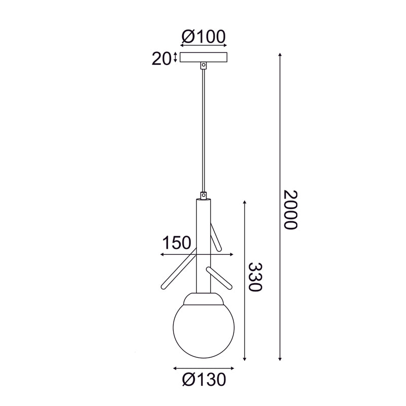 ^ΚΡΕΜΑΣΤΟ Φ/Σ 1ΧΕ14 FLORESTA ΞΥΛΟ+ΛΕΥΚΟ ΓΥΑΛΙ D15XH200CM - ledmania.gr