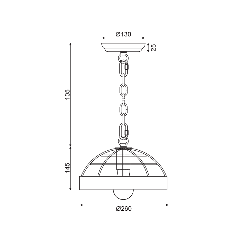 ^ΚΡΕΜΑΣΤΟ Φ/Σ 1ΧΕ27 ΞΥΛΟ+ΜΑΥΡΟ ΜΕΤΑΛΛΟ D26XH120CM TESLA - ledmania.gr