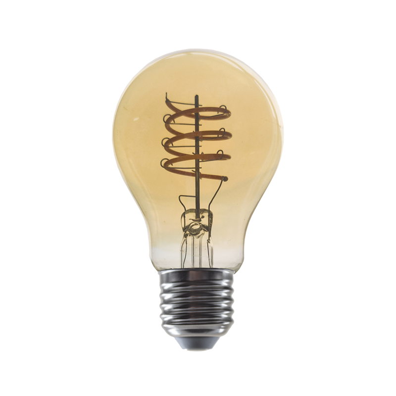LED FILAMENT E27 DIM A60 4W AMBER SPIRAL 1800K 230V AC 270LM RA80 30000H 360° - ledmania.gr