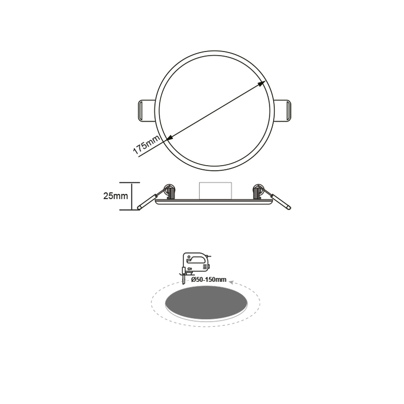 FLEX W ROUND LED SLMPANEL 15W 6000K 1370Lm 230V Φ50-150 120°