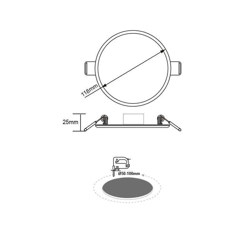 FLEXI W ROUND LED SLIMPANEL 9W 4000K 710Lm 230V Φ50-100 120°