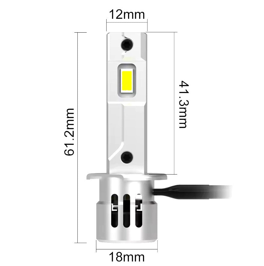 H1 Led Αυτοκινήτου Canbus DC 12-18v Μίνι Μέγεθος 1:1 3570 led chip-Ψυχρο Λευκό-ΣΕΤ 2 τεμ.