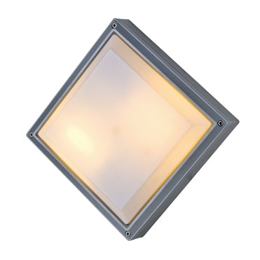 ΠΛΑΦΟΝΙΕΡΑ ΤΕΤΡΑΓΩΝΗ ΓΚΡΙ ΟΠΑΛ PC E27 2X18W IP54 - ledmania.gr
