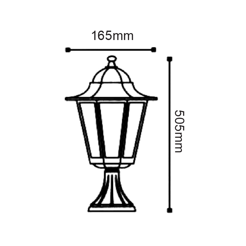 ΦΑΝΑΡΙ ΚΟΛΩΝΑΣ ΧΡΥΣΟ ΜΑΥΡΟ ΙΡ44 Ε27 60W ΥΨΟΣ 505mm - ledmania.gr