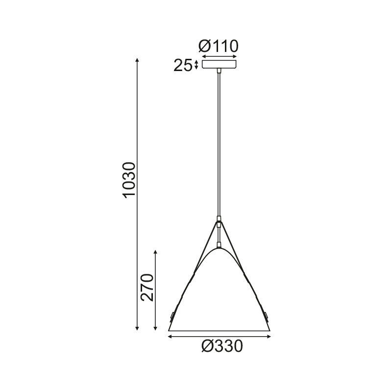 ^ΚΡΕΜΑΣΤΟ Φ/Σ 1ΧΕ27 ΛΕΥΚΟ ΜΕΤ/ΚΟ+ΔΕΡΜΑ D33XH100CM NAOMI - ledmania.gr