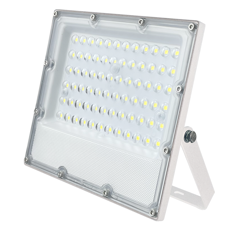 LED WHITE SMD FLOOD LUMINAIRE IP65 50W 4000K 6000Lm 100-277V RA80 IK08 5YRS BREATHING VALUE