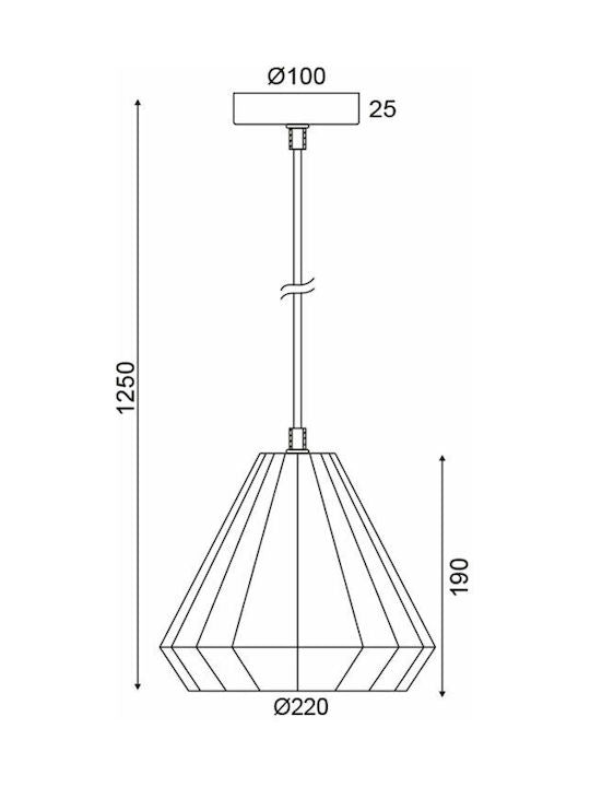 ΚΡΕΜΑΣΤΟ 1ΧΕ27 ΓΥΑΛΙ ΧΑΛΚΙΝΟ Φ22ΧΗ125CM