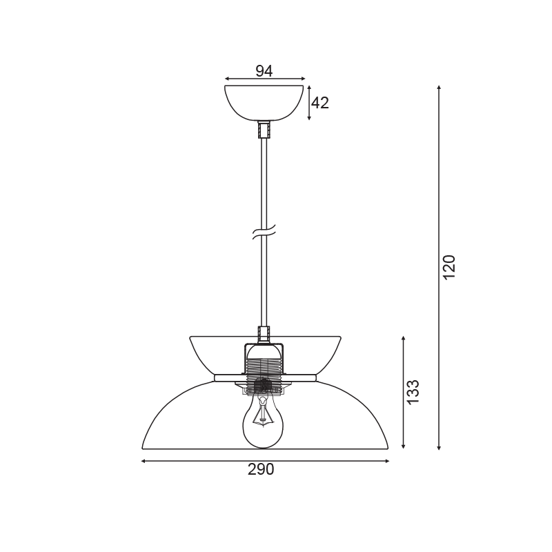 ΚΡΕΜΑΣΤΟ Φ/Σ 1ΧΕ27 ΛΕΥΚΟ ΜΕΤΑΛΛΙΚΟ D29XH120CM AEOLUS - ledmania.gr