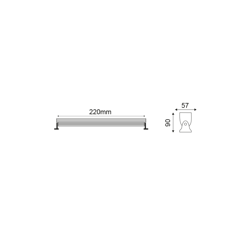 LED H.P. WALL WASHER 12W 6000K 1.050Lm 25°  230V 0,2m IP65