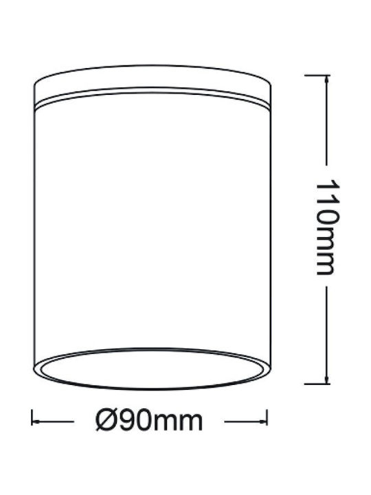 GU10  ROUND CEILING LUMINAIRE 230V AC BLACK IP65 GU10 MAX.35W
