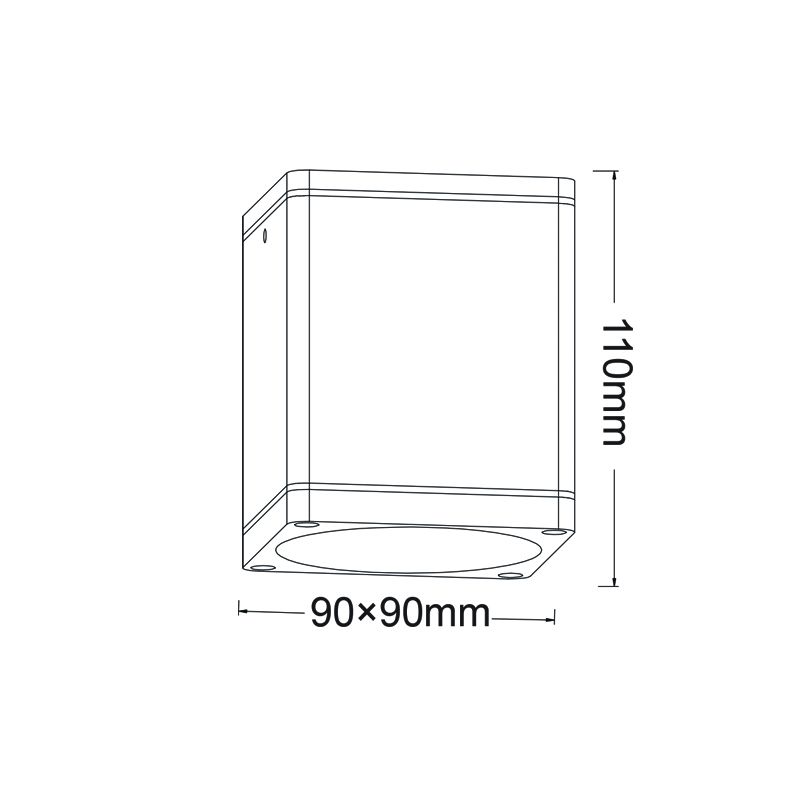 GU10  SQUARE CEILING LUMINAIRE 230V AC BLACK IP65 GU10 MAX.35W