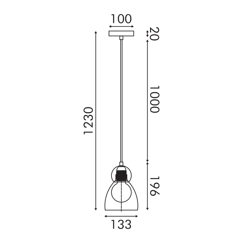 JULIETTE-ΦΩΤΙΣΤΙΚΟ ΚΡΕΜΑΣΤΟ ΜΑΥΡΟ ΓΥΑΛΙΝΟ ΣΥΜΒΑΤΙΚΟ ΙΡ20 1xΕ27 150xH1250mm - ledmania.gr