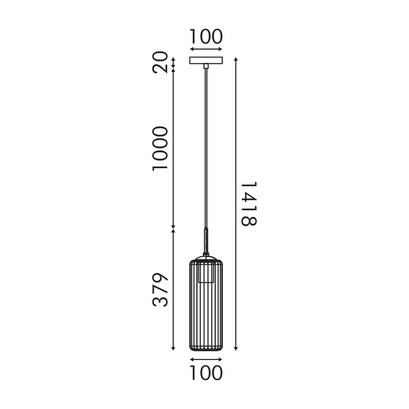 FAME-ΦΩΤΙΣΤΙΚΟ ΚΡΕΜΑΣΤΟ ΜΑΥΡΟ ΓΥΑΛΙΝΟ ΣΥΜΒΑΤΙΚΟ ΙΡ20 1xΕ27 150xH195mm - ledmania.gr