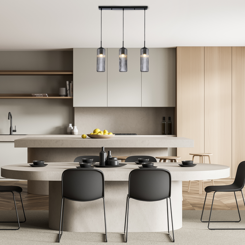 FAME-ΦΩΤΙΣΤΙΚΟ ΚΡΕΜΑΣΤΟ ΜΑΥΡΟ ΓΥΑΛΙΝΟ ΣΥΜΒΑΤΙΚΟ ΙΡ20 3xΕ27 L640xW100xH1420mm - ledmania.gr