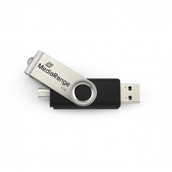 MediaRange USB combo flash drive with micro USB (OTG) plug, 8GB (MR930-2)