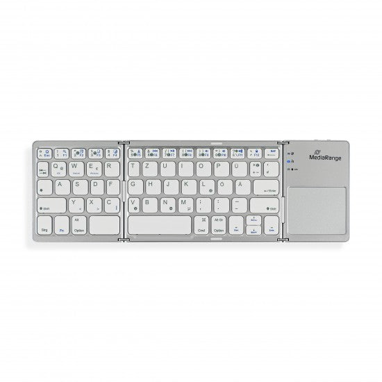 MediaRange Foldable and Rechargeable Bluetooth keyboard 64 keys with touchpad Silver (MROS133-GR)