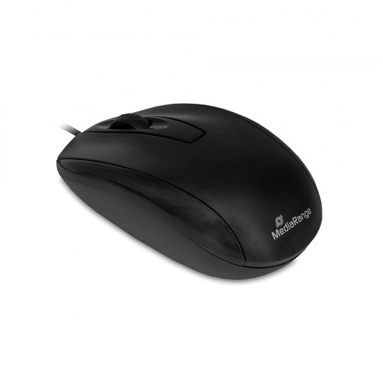 MediaRange Optical Mouse Corded 3-Button 1000 dpi (Black, Wired) (MROS211)