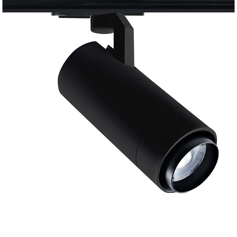 SAND BLACK LED ZOOMABLE TRACK LUMINAIRE 25W 3000K 1-PHASE 25-60° 2800LM MAX. 230V AC Ra80 5YRS - ledmania.gr