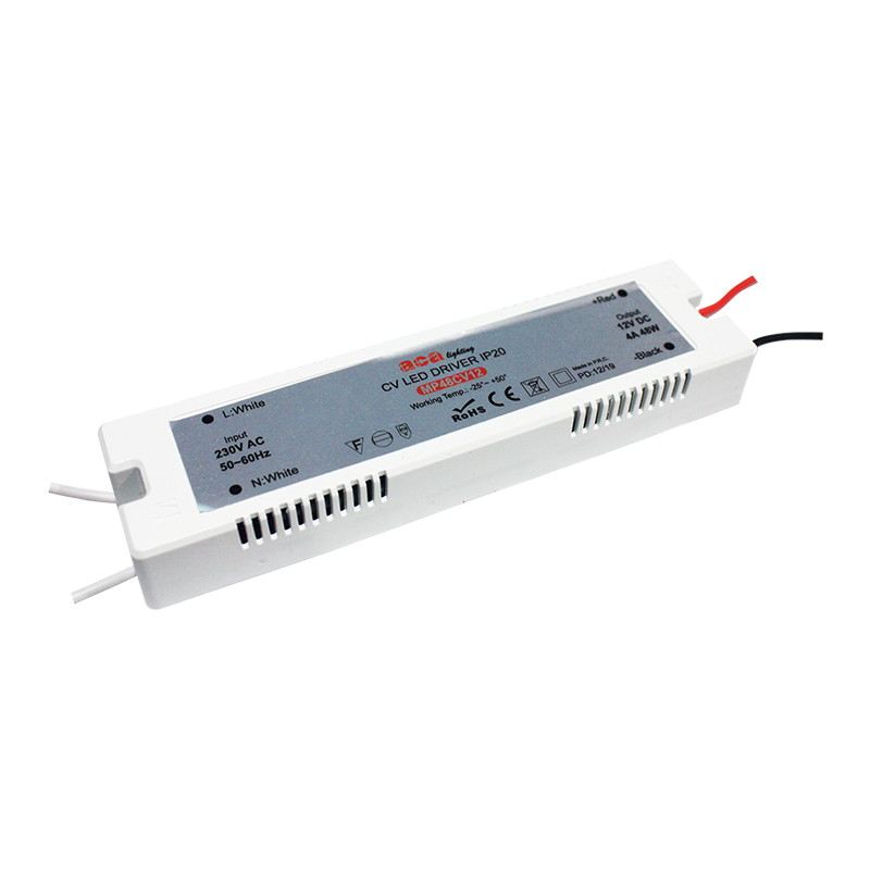 MINI PLASTIC CV LED DRIVER 48W 230V AC-12V DC 4A IP20 WITH CABLES - ledmania.gr