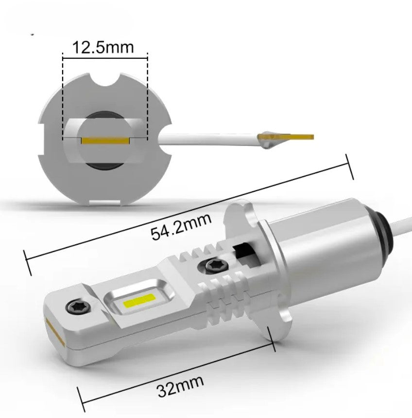 H3 Canbus Led Αυτοκινήτων 10-60volt-7035 CSP Chip-Ψυχρο Λευκο-Σετ 2 τεμ.