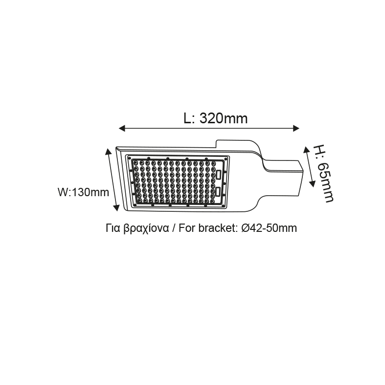 LED STREET LUMINAIRE 36W 3960LM 4000K 120X50˚ CLASS I 230V AC IP66