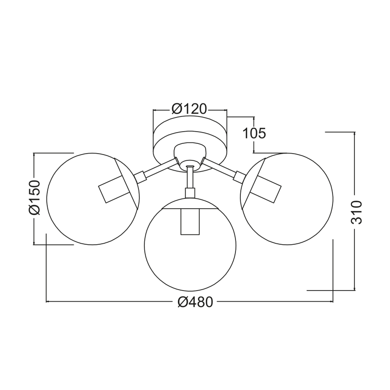 ΟΡΟΦΗΣ Φ/Σ 3ΧΕ14 ΜΕΤΑΛΛΙΚΟ ΜΑΥΡΟ+ΦΙΜΕ ΓΥΑΛΙ BOMBAY - ledmania.gr