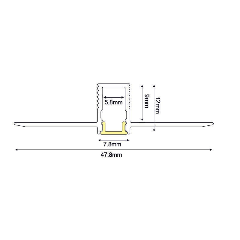 LATE ULTRA MINI TRIMLESS ALUMINUM PROFILE  WITH OPAL PC DIFFUSER 2m/pc-(Τιμή Μέτρου)