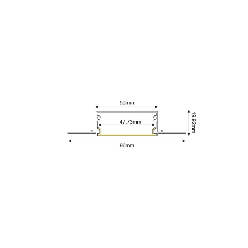 TEXA ALUMINUM PROFILE WITH OPAL PC DIFFUSER 2m/pc-(Τιμή Μέτρου)
