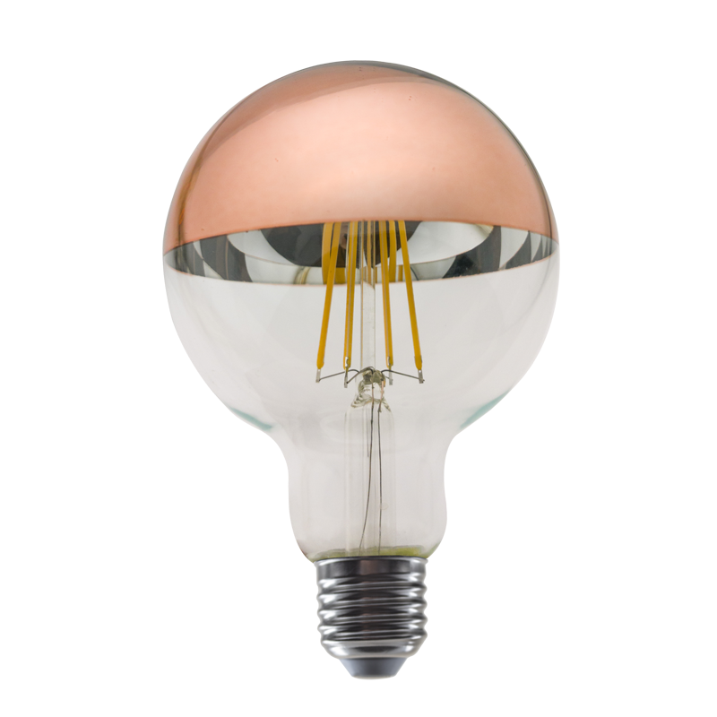 LED FILAMENT E27 DIM G95 8W ROSE GOLD 2700K 230V AC 900LM RA80 30000H 180°