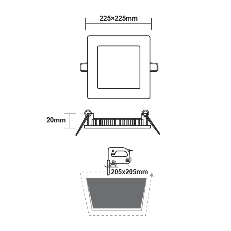 ΝΙΚΕΛ ΜΑΤ ΤΕΤΡΑΓΩΝΟ LED ΠΑΝΕΛ ΧΩΝΕΥΤΟ 18W 4000K 1800Lm 223x223mm 230V AC Ra80