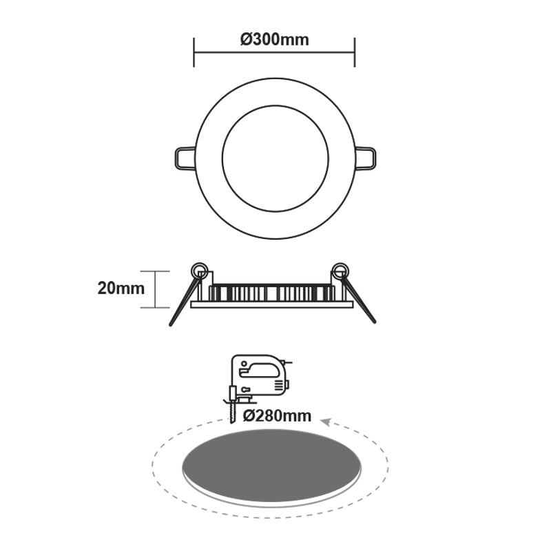 ΛΕΥΚΟ ΣΤΡΟΓΓΥΛΟ LED ΠΑΝΕΛ ΧΩΝΕΥΤΟ 23W 4000K 2120Lm Φ298mm 230V AC Ra80