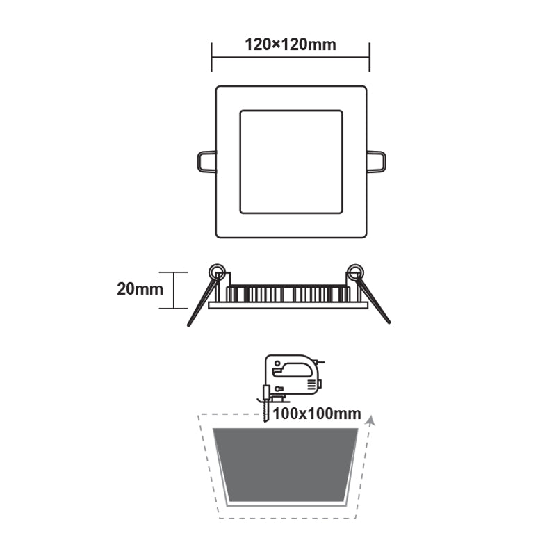 ΝΙΚΕΛ ΜΑΤ ΤΕΤΡΑΓΩΝΟ LED ΠΑΝΕΛ ΧΩΝΕΥΤΟ 6W 6500K 470Lm 118x118mm 230V AC Ra80