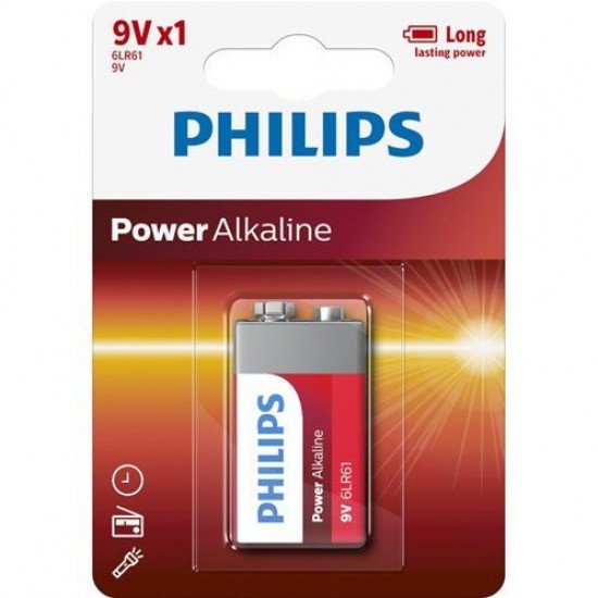 Philips Power Alkaline Μπαταρία 6LR61/P1B 9V (1τμχ)