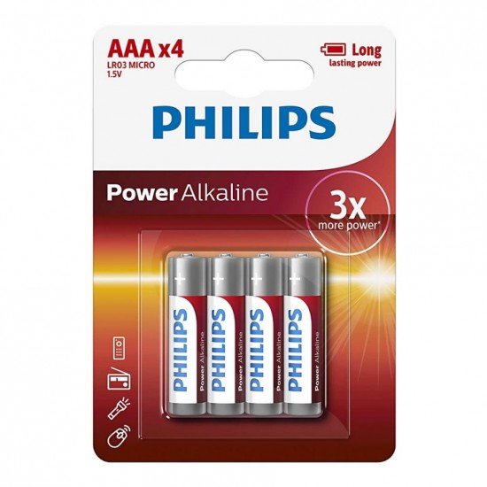 Philips AAA Αλκαλικές Μπαταρίες Υψηλής Απόδοσης 1.5V 4pcs