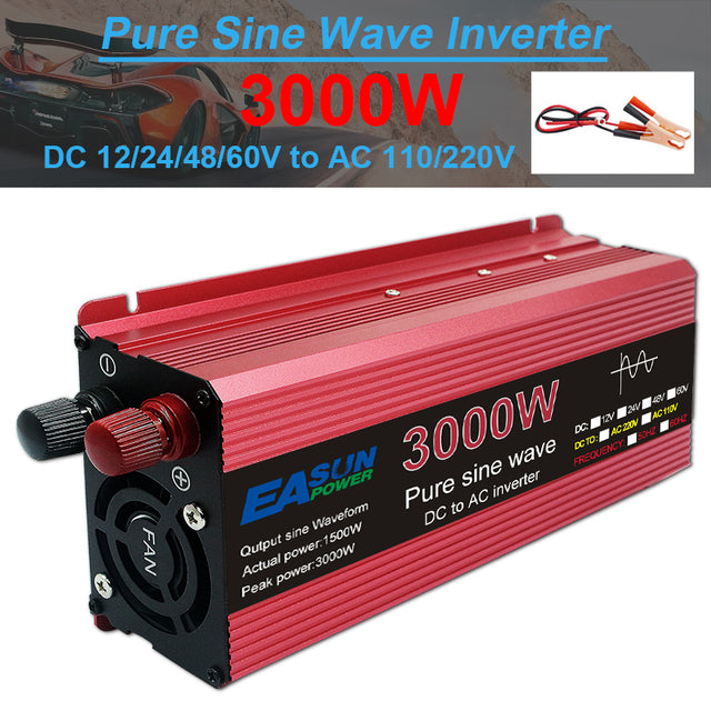 Pure Sine Wave Inverter 3000W Voltage DC 24V To AC 220V Transformer Power Converter Solar Inverter