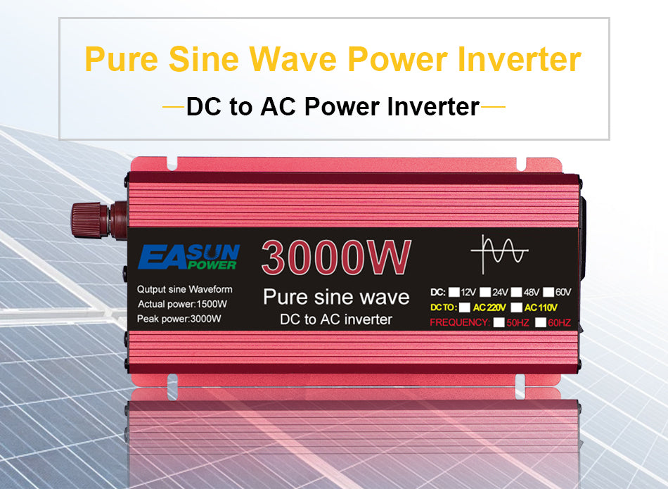 Pure Sine Wave Inverter 3000W Voltage DC 24V To AC 220V Transformer Power Converter Solar Inverter