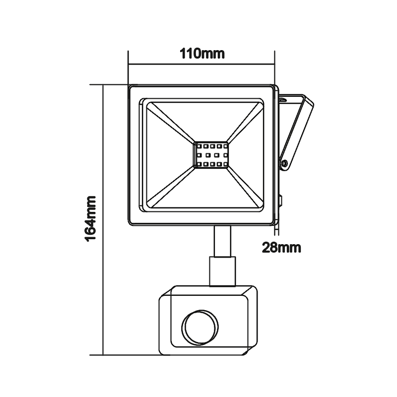 BLACK SENSOR LED SMD FLOOD LUMINAIRE IP66 20W 4000K 1700Lm 230V RA80 - ledmania.gr