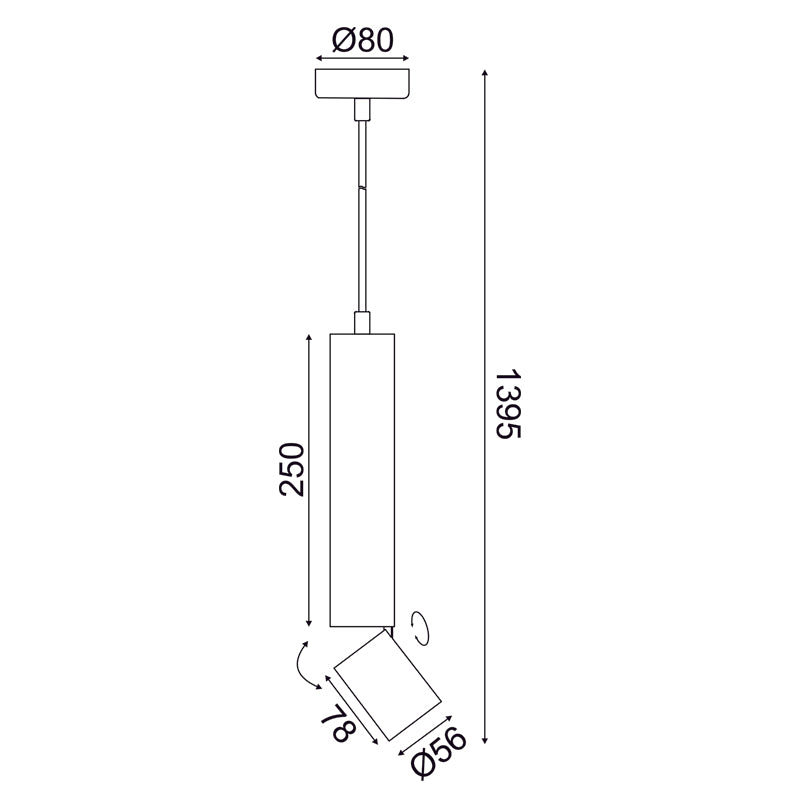^ΚΡΕΜΑΣΤΟ Φ/Σ 1XGU10 BABEL ΜΑΥΡΟ ΜΕΤ/ΚΟ IP20 D5,6XD8XH140CM - ledmania.gr