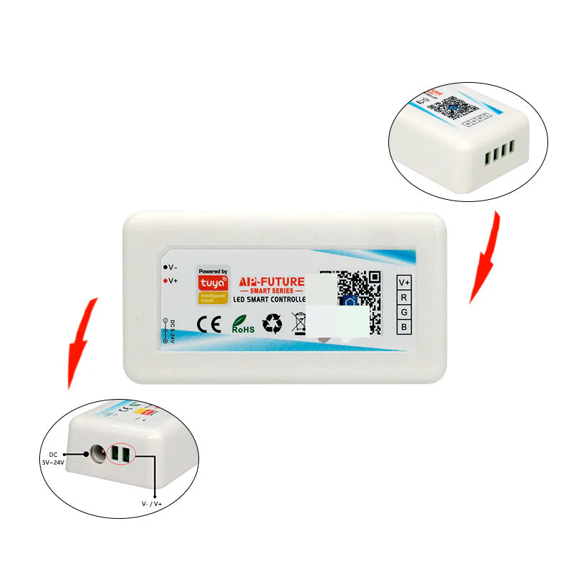 5V-24V DC Tuya APP Smart WiFi 2.4G RF Wireless RGB Remote LED Controller for RGB LED Strips - ledmania.gr