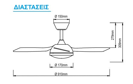 Ανεμιστήρας Οροφής Μαύρος Twist Led 36'' με Μοτέρ DC 37W, Led Φωτισμός CCT 2000Lm & 6 Ταχύτητες Λειτουργίας