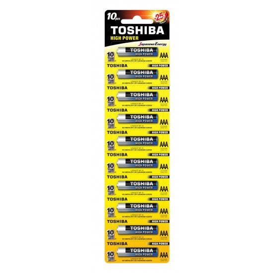 TOSHIBA Batteries - HIGH POWER LR03 1X10 alkaline (LR03GCP BP-1X10) Blister