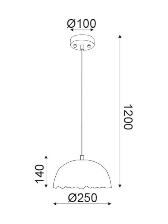 ^ΚΡΕΜΑΣΤΟ Φ/Σ 1ΧΕ27 ΜΑΥΡΟ/ΑΣΗΜΙ ΠΗΛΟΣ Φ25ΧΗ120CM