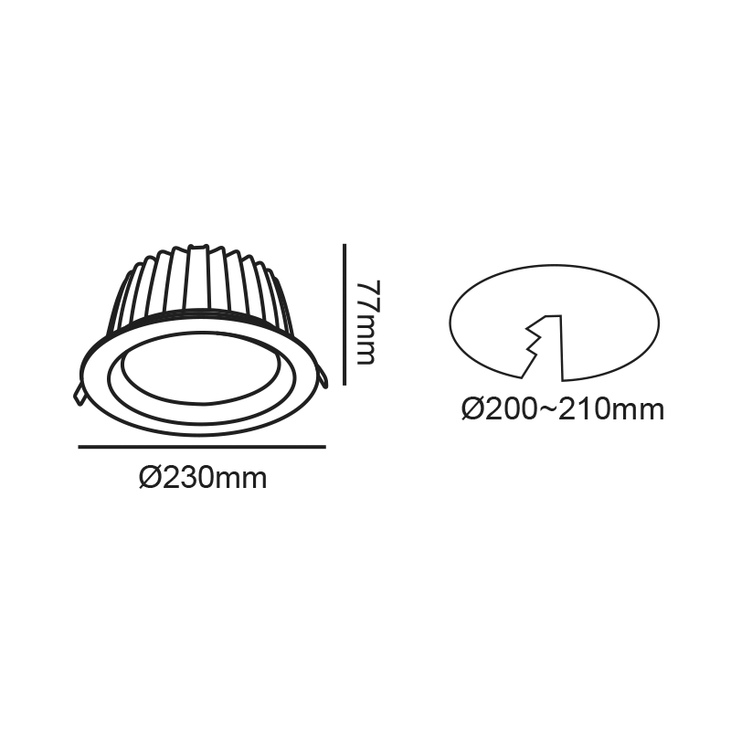 LED ΛΕΥΚΟ ΧΩΝΕΥΤΟ ΦΩΤΙΣΤΙΚΟ 40W 3000K 4700Lm 100° 230V AC Ra80 Φ230*77MM 5YRS