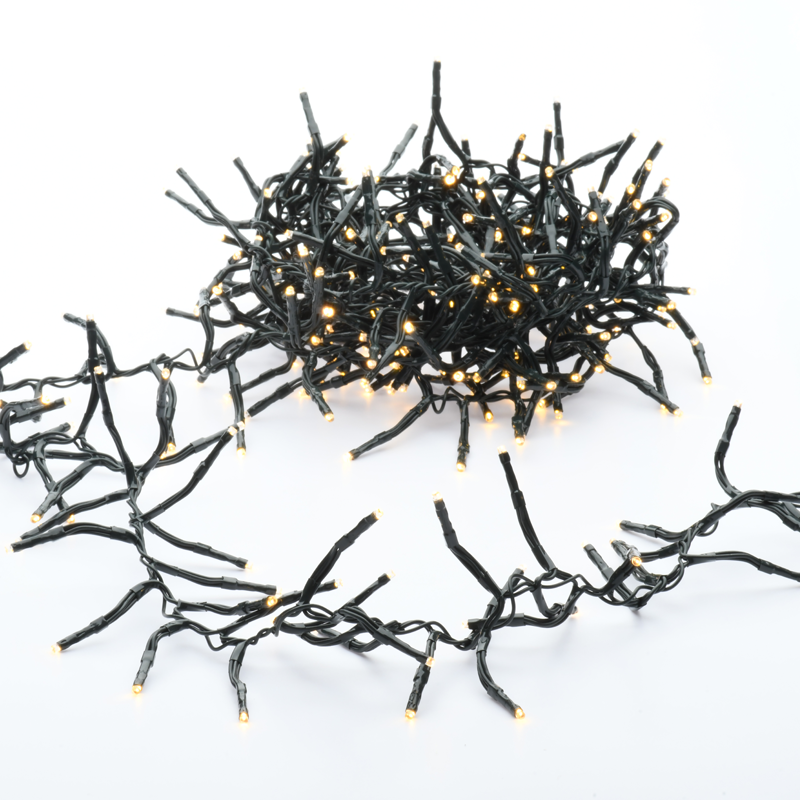 ^ 300 CLUSTER LED ΛΑΜΠ. ΣΕΙΡΑ (ANA 5cm), WW,ΑΝΤΑΠΤ.(31VDC) & 8  ΠΡΟΓΡΑΜ.,IP44, 5m, ΠΡΑΣΙΝΟ ΚΑΛ.