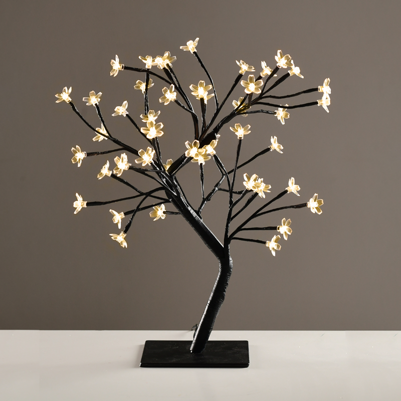 ^ TREE WITH FLOWERS OF SILICONE  36LED ΛΑΜΠΑΚ ΜΕ ΑΝΤΑΠΤΟΡΑ(24V DC)ΘΕΡΜΟ ΛΕΥΚΟ IP20 45cm 3m ΜΑΥΡΟ